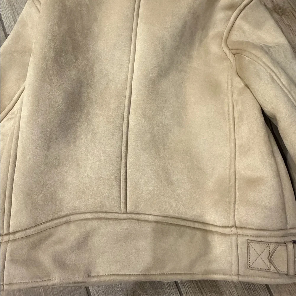 Zara double-faced faux suede jacket featuring a faux shearling collar lining XL - Picture 5 of 7